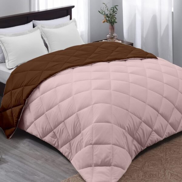 AYKA Reversible Comforter 220 GSM Microfiber Reversible AC Comforter/Blanket for Winter/Quilt/Duvets for Queen Size Single Bed Comforter (60 * 90, Brown & Peach)| TC - 220