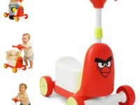 Storio Twitty 3 in 1 Baby Activity Walker Kick Scooter Rideon for Kids | Skating Cycle Style Scooter with Adjustable Handle & Foldable Design | Lightweight Ride-On Toy for Boys & Girls - Red & Green