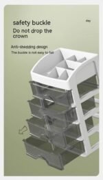 4-Layer Plastic Desk Organizer with Drawers | Multifunctional Stationery Holder & Makeup Storage Box | Tabletop Storage for Office, School & Vanity | Compact 33x22x16.5 cm (White)