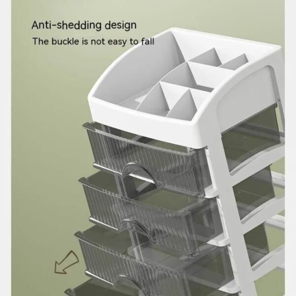 4-Layer Plastic Desk Organizer with Drawers | Multifunctional Stationery Holder & Makeup Storage Box | Tabletop Storage for Office, School & Vanity | Compact 33x22x16.5 cm (White)