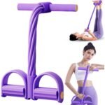 4 Tube Pedal Resistance Band for Exercise, Fitness Pull Rope Tummy Trimmer for Home Workout, Yoga & Strength Training Equipment for Men and Women – Elastic Sit Up Bar Body Toner