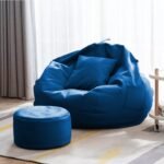 4XL Bean Bag with Footrest and Cushion Ready to Use with Filled Beans Bean Bag Chair for Comfortable and Cozy Seating (Royal Blue, XXXXL)