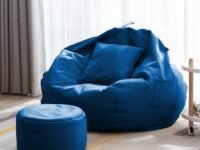 4XL Bean Bag with Footrest and Cushion Ready to Use with Filled Beans Bean Bag Chair for Comfortable and Cozy Seating (Royal Blue, XXXXL)