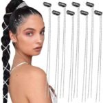6 PCS Pieces Long Rhinestone Hair Chains,Punk Tassel Hair Clips Hair Extension 20 Inch Head Chain Silver Hair Clip Hairpin for Women and Girls Nightclub Party Daily Headwear