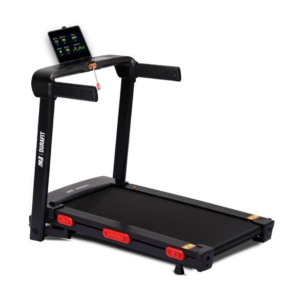 91-Durafit Hike | 6 HP Peak BLDC Motorized Treadmill | 25 Level Auto Incline |Max Speed 18 Km/Hr | Max User Weight 150 Kg | Shock Absorption Technology| Bluetooth Speaker | Wynd app |Home use