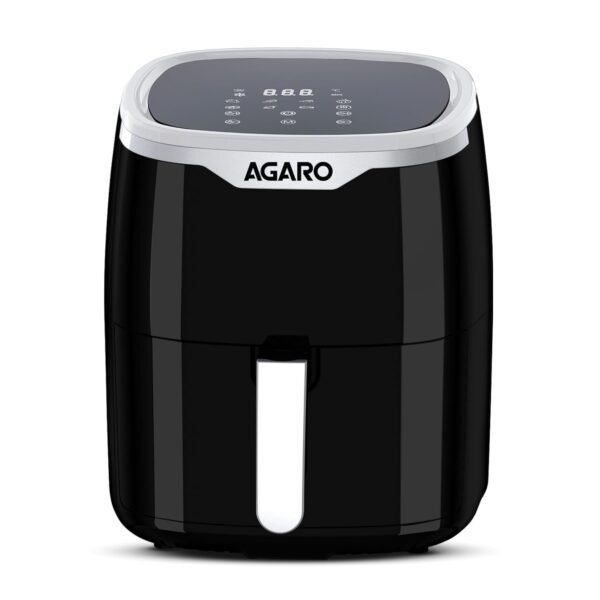AGARO Galaxy Digital Air Fryer For Home, 4.5L, Electric Air Fryer, Convection Oven, 1400W, 7 Preset Programs & Reheat, 360 Degrees Air Circulation, Digital Touch Display, Bake, Roast, Toast, Black