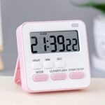 AKRIZA Digital Kitchen Timer & Stopwatch - Large Digit Countdown, Loud Alarm, Magnetic Back Stand Ideal for Cooking, Baking, Stop Watch Timer for Study Table Accessories for Students (Pink & White)