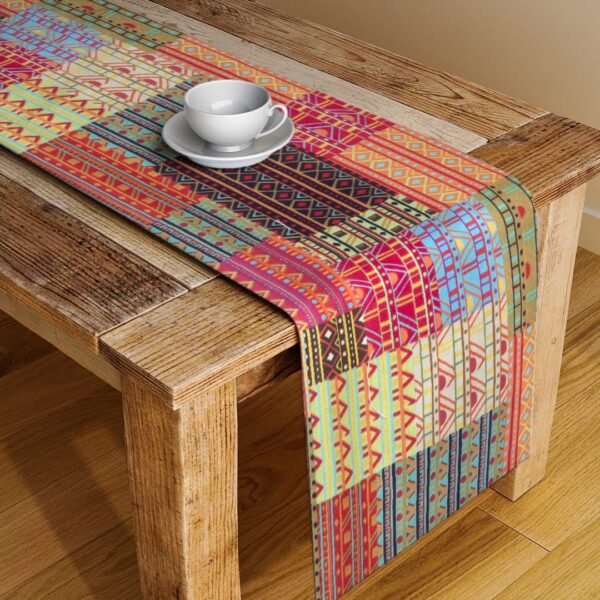ALINA DECOR Poly Cotton Tribal Pattern HD Printed Washable Runner for Dining Table 4-6 Seater (Multicolor, 13 Inch X 58 Inch)