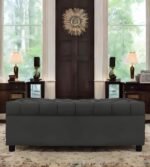 AMATA Eagle Solid Wood 2 Seater Ottoman/pouffe Grey Suede Velvet Fabric Perfect for Home Living Office Room and Guests (Grey 3, 2 Seater)(3 Year Warranty)