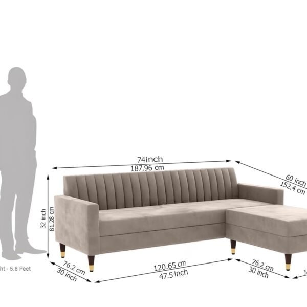 AMATA Marino Sofa Set with Two Cushions Perfect for Home Office Guests Living Room (Cream, 4 Seater Sofa)