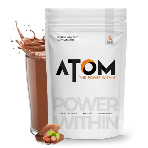 AS-IT-IS ATOM Beginners Whey Protein 1kg | Accelerates Muscle-building | Increases Body Strength | Choco Hazel Fusion Flavor