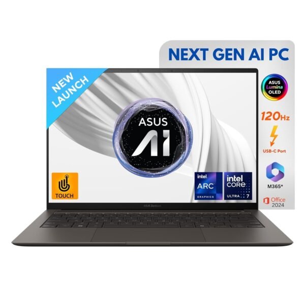 ASUS Zenbook S 14,Intel Core Ultra 7(Series 2),Copilot+ AI PC(Intel Arc iGPU/47TOPS/32GB/1TB/3K OLED Touchscreen/14"/Windows 11/M365 Basic(1Year)*/Office Home 2024/Zumaia Gray/1.20kg)UX5406SA-PZ7761WS