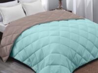 AYKA Reversible Comforter 220 GSM Microfiber Reversible AC Comforter/Blanket for Winter/Quilt/Duvets for King Size Single Bed Comforter (60 * 90, Taupe & Aqua)| TC - 220