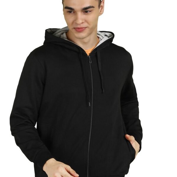 Alan Jones Clothing Men’s Solid Zipper Hooded Sweatshirt | Ribbed Hem, Lined Hood, Side Pockets, Durable Zip | Multiple Colors