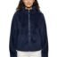Alan Jones Clothing Women’s Fluffy Yarn Fleece Full-Zip Jacket | Soft Lightweight Warm Outerwear with Stand Collar & Piping at Hem & Cuffs