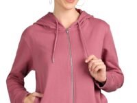 Alan Jones Clothing Women's Solid Zipper Hooded Sweatshirt | Front Zip, Ribbed Hem, Lined Hood, Casual Winter Wear