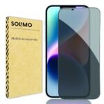 Amazon Brand - Solimo Edge-To-Edge Protector Privacy Tempered Glass for iPhone 14, iPhone 13 and 13 Pro (6.1 Inch) with Easy Self Installation Kit | Black