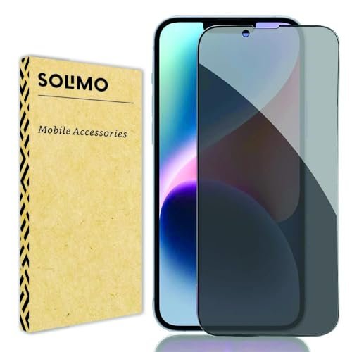 Amazon Brand - Solimo Edge-To-Edge Protector Privacy Tempered Glass for iPhone 14, iPhone 13 and 13 Pro (6.1 Inch) with Easy Self Installation Kit | Black
