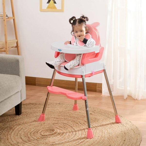 Amazon Brand - Supples 3-in-1 High Chair for Babies and Kids | Pink | Supports up to 15 Kg Weight | Detachable & Portable | Safe for Kids from 6 Months to 3 Years