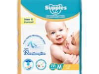 Amazon Brand - Supples Premium Baby Diaper Pants | 72 Baby Diapers | Medium | 7-12 Kg | 12 Hrs Absorption | Cushiony Cotton Soft Fabric | Phthalates-Free | Triple Leak Guard