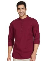 Amazon Brand - Symbol Men's Cotton Shirt | Kurta Placket Style | Casual | Plain | Full Sleeve | Summer - Regular Fit (Available in Plus Sizes)