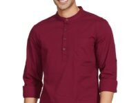 Amazon Brand - Symbol Men's Cotton Shirt | Kurta Placket Style | Casual | Plain | Full Sleeve | Summer - Regular Fit (Available in Plus Sizes)