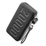 Ambrane 20000mAh Powerbank with in-Build Type C Cable, 22.5W Fast Charging, USB & Type C Output, Power Delivery, Quick Charge for iPhone, Android Mobile & Tablets, Earbuds, (Stylo N20, Black)