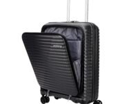 American Tourister Cabin Liftoff+ Luggage with Laptop Compartment & USB Port, Polypropylene PP 55 cm Small Size with 8 Wheels & TSA Lock for Travel/Trolley Bag for Travel for Men & Women - Black
