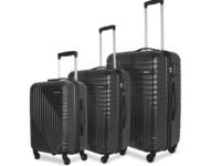 American Tourister Ivy Nxt 3PCSET 4 Spinner Wheels Hard Luggage Polycarbonate Check-in Trolley Bags for Travel with Mounted TSA Lock for Unisex - Black, Small, Medium, Large, 79 cm