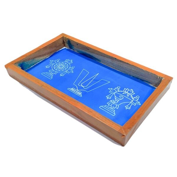 Anciently Shankh Chakra Namah Rangoli Stencil Wooden, Rangoli Sacha Wooden, 1 Piece (9x5 Inches)