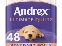Andrex Toilet Roll Supreme Quilts Fragrance-Free 3 Ply Toilet Paper, 48 Rolls