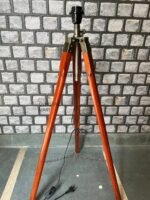 Antique Wooden Tripod Floor Lamp Stand Without Shade and Bulb (Brown)