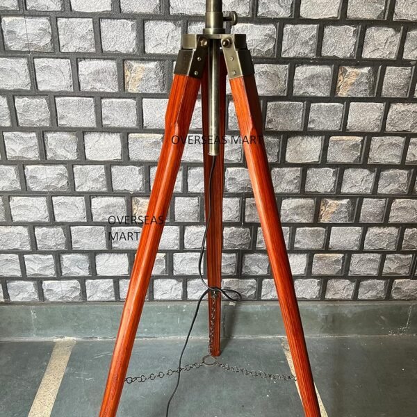 Antique Wooden Tripod Floor Lamp Stand Without Shade and Bulb (Brown)