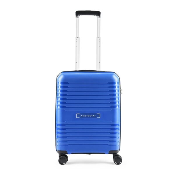 Aristocrat Harbour Cabin Trolley Bag 55 cm | Small | Polypropylene Hardshell Sided Luggage | Smooth 8-Wheel Suitcase | Combination Lock with Sturdy Zipper | 3-Year Warranty - Unisex (Blue)