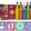 Ascension Pack of 12 Rangoli Powder Colors Bottles Design Creativity Diwali Floor Rangoli Art Ceramic Colours Rang for Navratri Pooja Mandir with 2 Rangoli Stencils and 10 Easy Squeeze Bottles