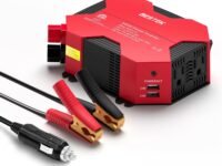 BESTEK 500 Watt Car Power Inverter DC 12V to AC 110V Car Plug Inverter Adapter Power Converter with 4 USB Charging Ports and 2 AC Outlets Car Charger with Battery Clamps