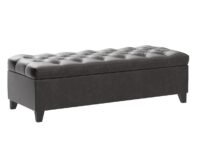 BLACK OAK Drayton 51.25'' Upholstered Storage Bench Sofa Settee Storage Ottoman with Storage Leatherette Brown