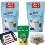 BOGATCHI Whipping Cream dry | Whipping Cream Powder for Cake | Premium Whipping Cream Dry | Rich Whipping Cream Powder | Whipped Cream Powder (50g x 2) with Rainbow Sprinkles(25g)