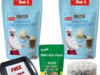 BOGATCHI Whipping Cream dry | Whipping Cream Powder for Cake | Premium Whipping Cream Dry | Rich Whipping Cream Powder | Whipped Cream Powder (50g x 2) with Rainbow Sprinkles(25g)