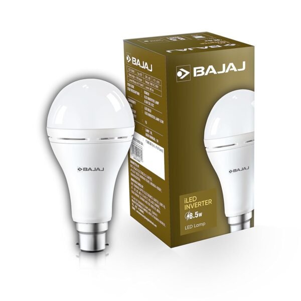 Bajaj iLED 8.5W Rechargeable Emergency Inverter LED Bulb | Cool Day Light | Upto 4 Hours Battery | B22D | (Pack of 1, White)