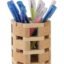 Bamboo Pen Holder for Desk, Wooden Pencil Organizer for Office and Home, Bamboo Desk Organizer for Stationery, Makeup Brushes and Art Supplies, Round Design