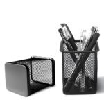 Black Square Mesh Pen Stand – Metal Pencil Holder Organizer for Desk, Office & Study Table | Durable, Rust-Resistant Wire Mesh Cup for Stationery, Pens, Markers & Supplies