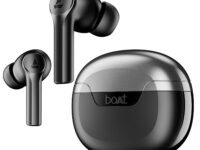 Boat Airdopes 300, Cinematic Spatial Audio, 50HRS Battery, 4Mic AI ENx, Fast Charge, App Support, Low Latency, IPX4, v5.3 Bluetooth Earbuds, TWS Ear Buds Wireless Earphones with mic (Gunmetal Black)