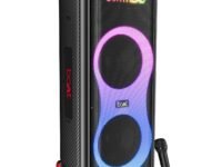Boat New Launch PartyPal 600 Party Speaker, 220W Signature Sound, Dynamic Pixels, Animated Text Display, App Support, UHF Wireless Microphone, Colorful LEDs,7hrs Battery & Guitar Input(Premium Black)