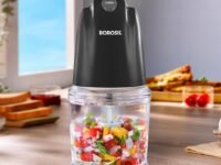 Borosil Chef Delite 260 Watts Electric Chopper for Kitchen, Twin Blade Technology, 500 ml 'chop-n-store' plastic bowl with lid, Vegetable Chopper, Cutter, Chop, Mince, Dice, Whisk, Blend, Black