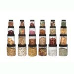 CELLO Checkers Kitchen Storage Container Box Set of 24 Pcs (6x300ml, 6x650ml, 6x1200ml, 6x2000ml) | Transparent Unbreakable Fridge Safe Stackable Airtight Storage Canister Set For Spices Dry Fruits