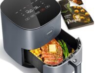 COSORI Air Fryer 5 QT (4.7 Litre) Black, 1500W Fast Cooking 9 Preset Menu, 30 Recipes Cookbook, Grill, Broil, Roast, Toast, Bake, Reheat, Defrost, Digital Touch Panel (CAF-L501)