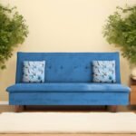 Calvin 3 Seater Sofa Cum Bed for Living Room (Turquise Fabric) Premium Fabric Sofa