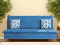 Calvin 3 Seater Sofa Cum Bed for Living Room (Turquise Fabric) Premium Fabric Sofa