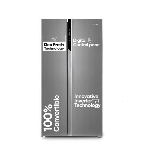 Candy 602 L Frost Free Side by Side Refrigerator with 100% Convertible Technology, Digital Control Panel and Magic Convertible Cooling 2-door (Shiny Steel, CSS6600TS)